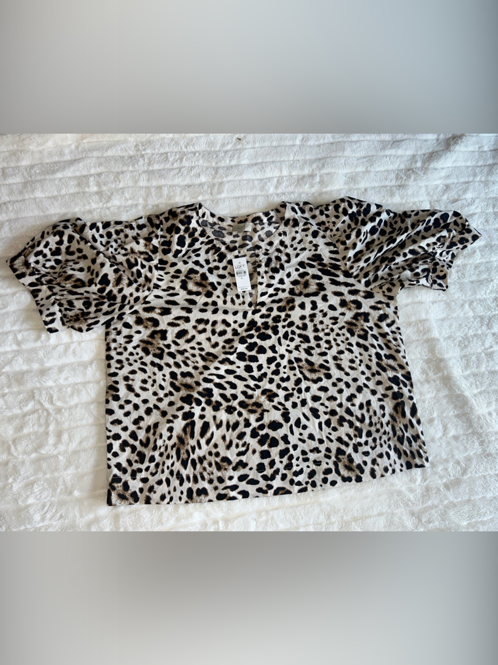 LOFT Leopard Print Short Sleeve Tee in Beige, Black and Brown